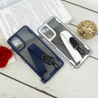 قاب PC Carbon محافظ لنز دار + بند آویز Samsung Galaxy A32 4G