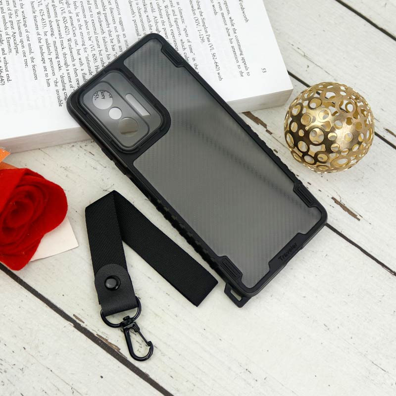 قاب PC Carbon محافظ لنز دار + بند آویز Xiaomi 11T / 11T Pro