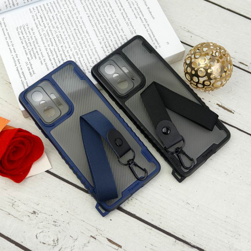 قاب PC Carbon محافظ لنز دار + بند آویز Xiaomi 11T / 11T Pro