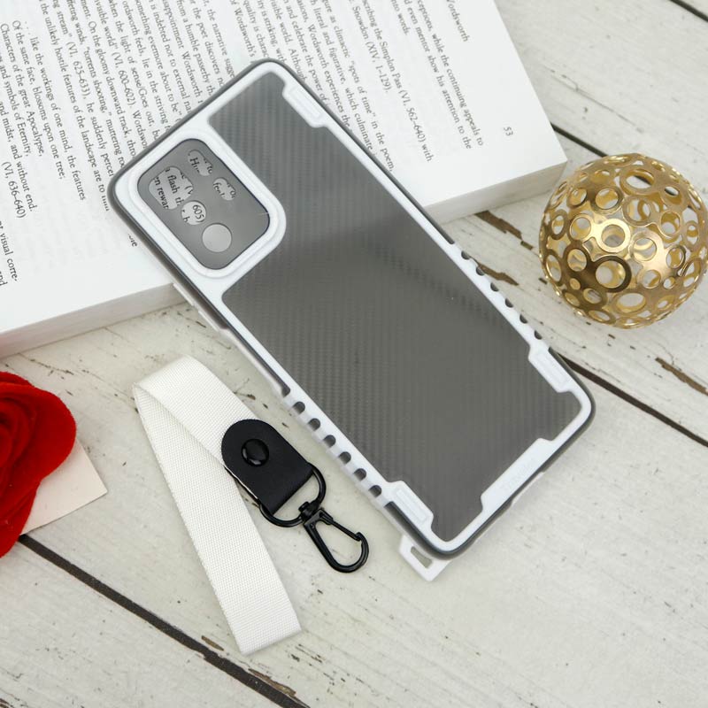 قاب PC Carbon محافظ لنز دار + بند آویز Xiaomi Poco X3 GT
