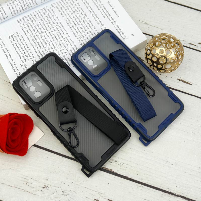 قاب PC Carbon محافظ لنز دار + بند آویز Xiaomi Poco X3 GT