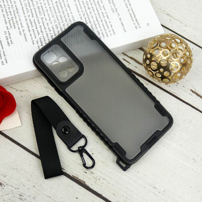 قاب PC Carbon محافظ لنز دار + بند آویز Xiaomi Redmi 10
