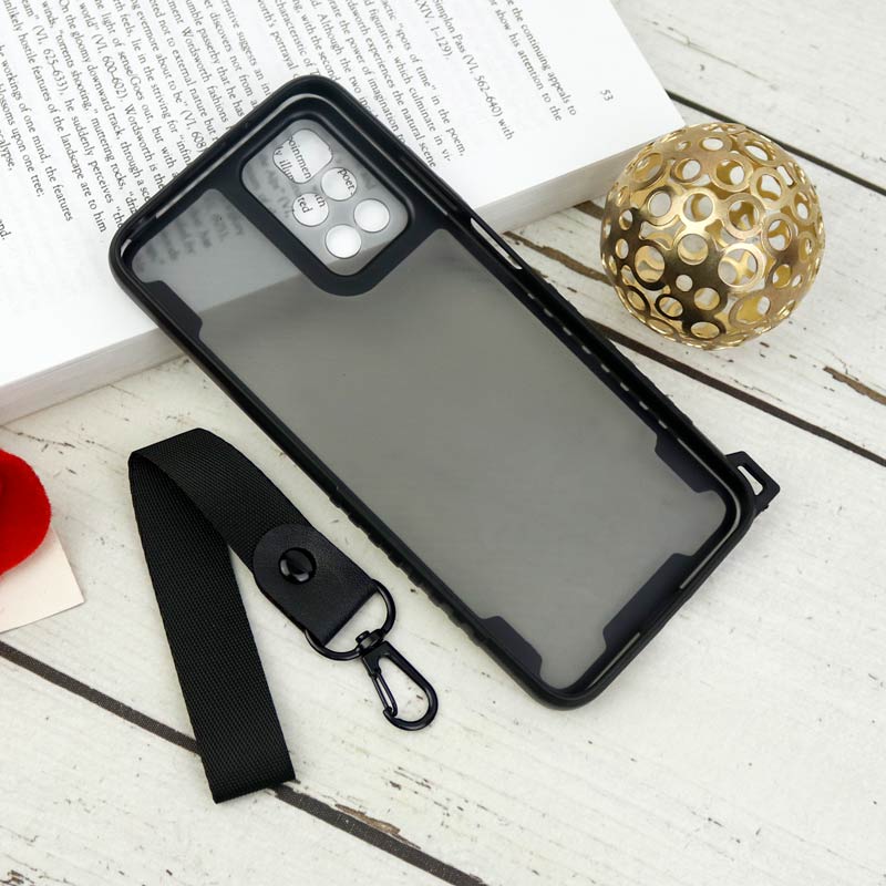 قاب PC Carbon محافظ لنز دار + بند آویز Xiaomi Redmi 10