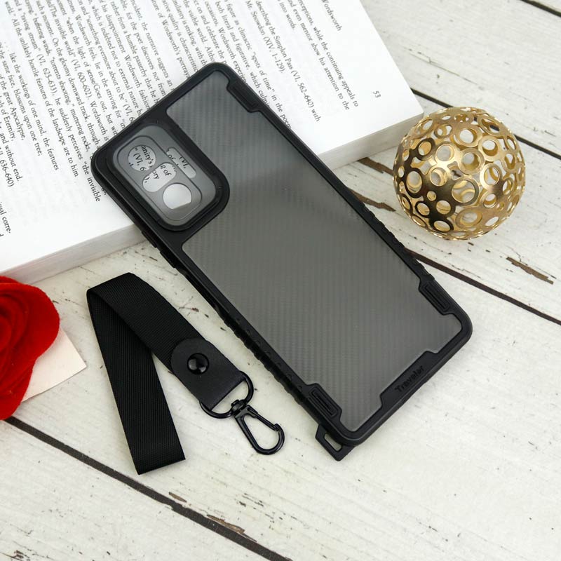 قاب PC Carbon محافظ لنز دار + بند آویز Xiaomi Redmi Note 10 Pro