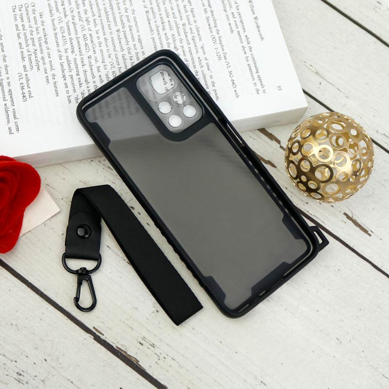 قاب PC Carbon محافظ لنز دار + بند آویز Xiaomi Redmi Note 11 5G (China)