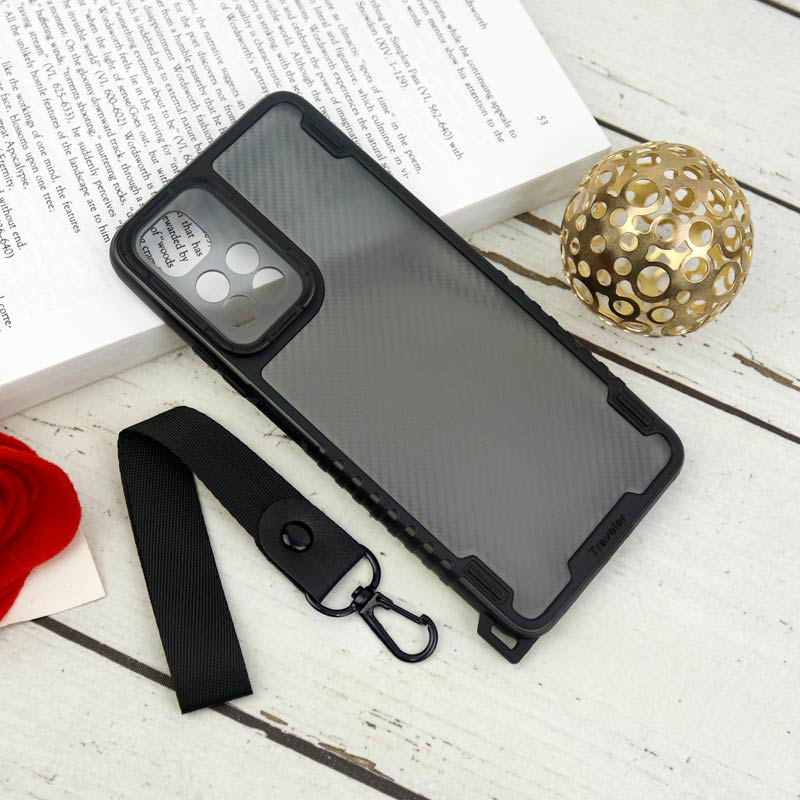 قاب PC Carbon محافظ لنز دار + بند آویز Xiaomi Redmi Note 11 Pro Plus