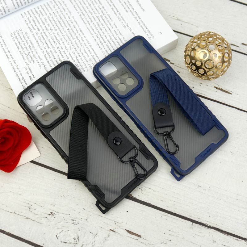 قاب PC Carbon محافظ لنز دار + بند آویز Xiaomi Redmi Note 11 Pro Plus