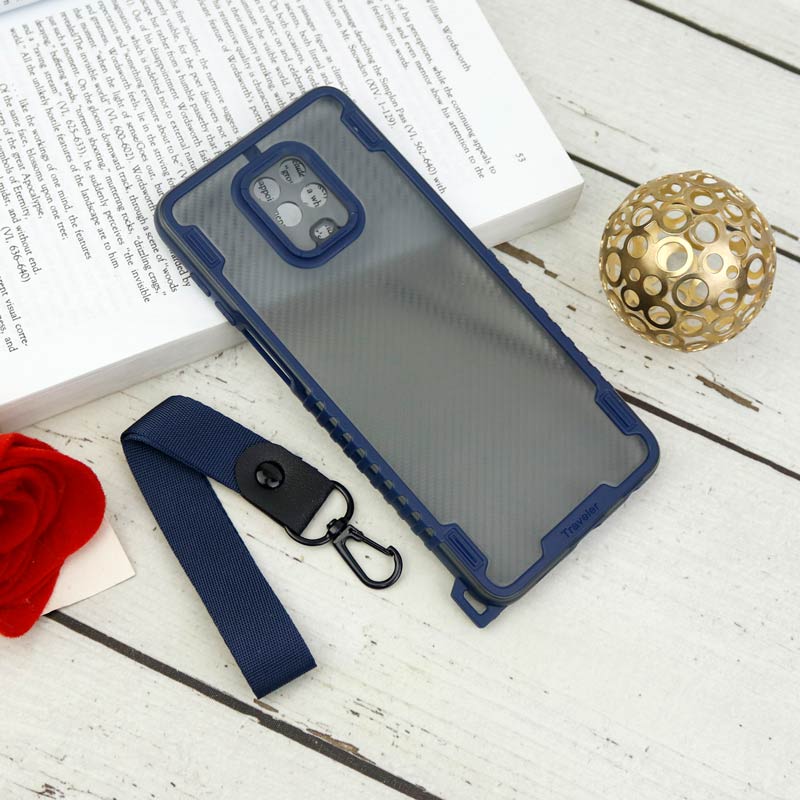 قاب PC Carbon محافظ لنز دار + بند آویز Xiaomi Redmi Note 9s