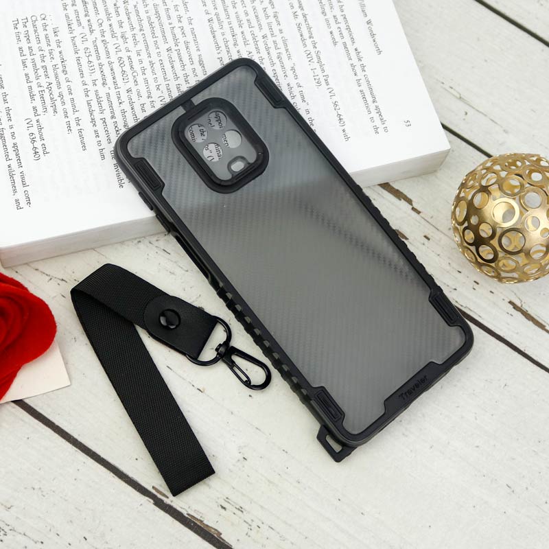 قاب PC Carbon محافظ لنز دار + بند آویز Xiaomi Redmi Note 9s