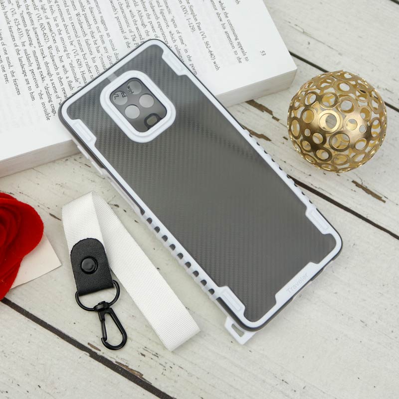 قاب PC Carbon محافظ لنز دار + بند آویز Xiaomi Redmi Note 9s