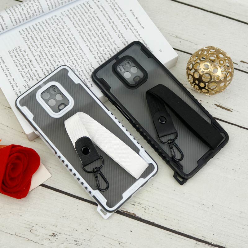 قاب PC Carbon محافظ لنز دار + بند آویز Xiaomi Redmi Note 9s