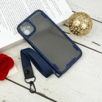 قاب PC Carbon محافظ لنز دار + بند آویز iPhone 11