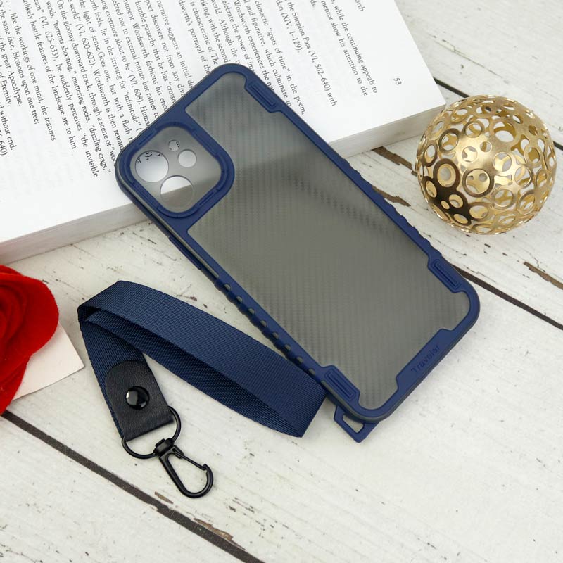 قاب PC Carbon محافظ لنز دار + بند آویز iPhone 12