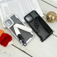 قاب PC Carbon محافظ لنز دار + بند آویز iPhone 12