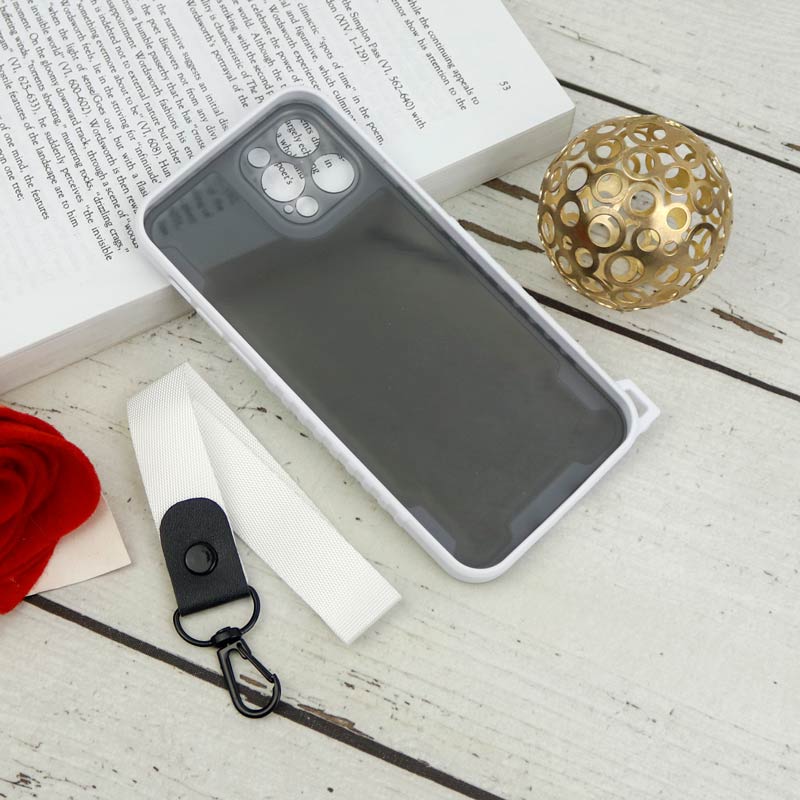قاب PC Carbon محافظ لنز دار + بند آویز iPhone 12 Pro