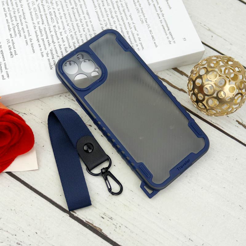 قاب PC Carbon محافظ لنز دار + بند آویز iPhone 12 Pro