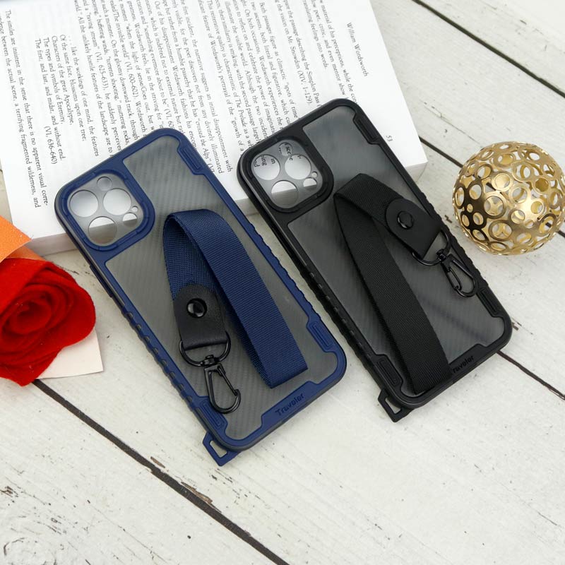 قاب PC Carbon محافظ لنز دار + بند آویز iPhone 12 Pro