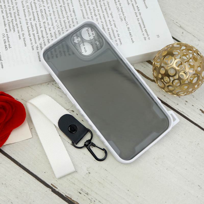 قاب PC Carbon محافظ لنز دار + بند آویز iPhone 13