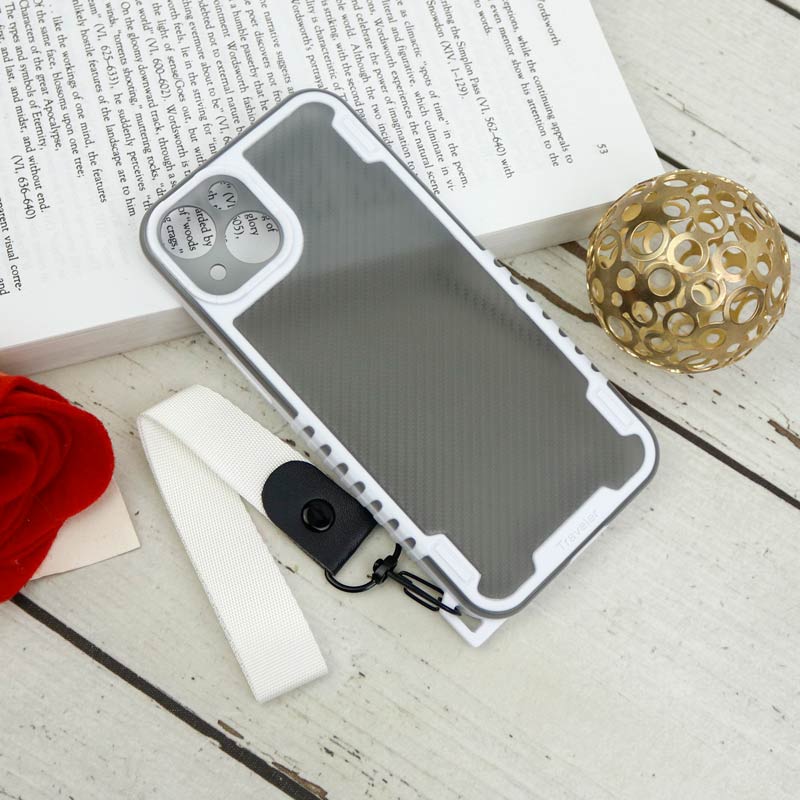 قاب PC Carbon محافظ لنز دار + بند آویز iPhone 13