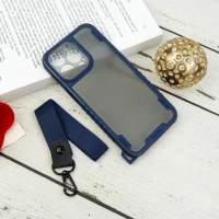 قاب PC Carbon محافظ لنز دار + بند آویز iPhone 13 Pro