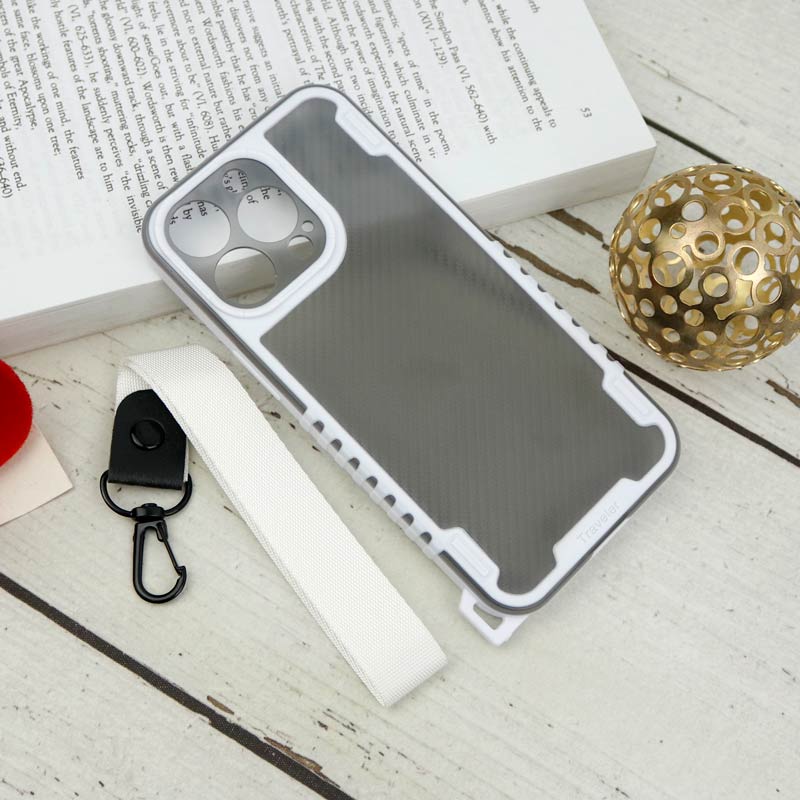 قاب PC Carbon محافظ لنز دار + بند آویز iPhone 13 Pro