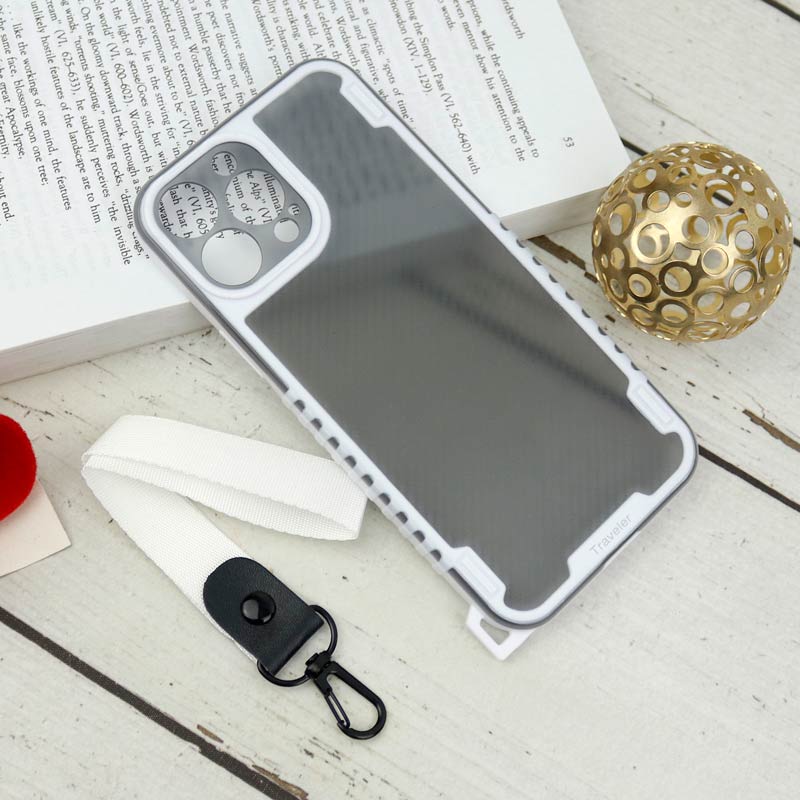 قاب PC Carbon محافظ لنز دار + بند آویز iPhone 13 Pro Max