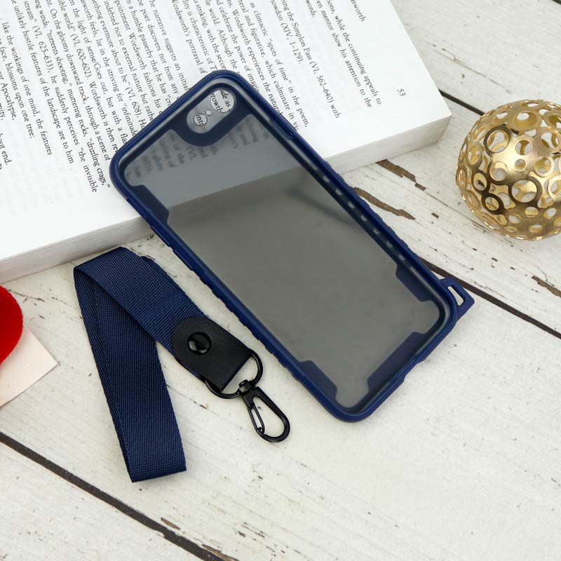 قاب PC Carbon محافظ لنز دار + بند آویز iPhone 7 / 8