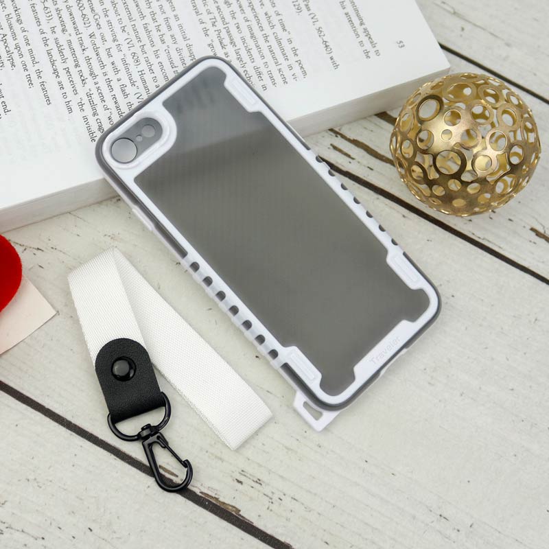 قاب PC Carbon محافظ لنز دار + بند آویز iPhone 7 / 8