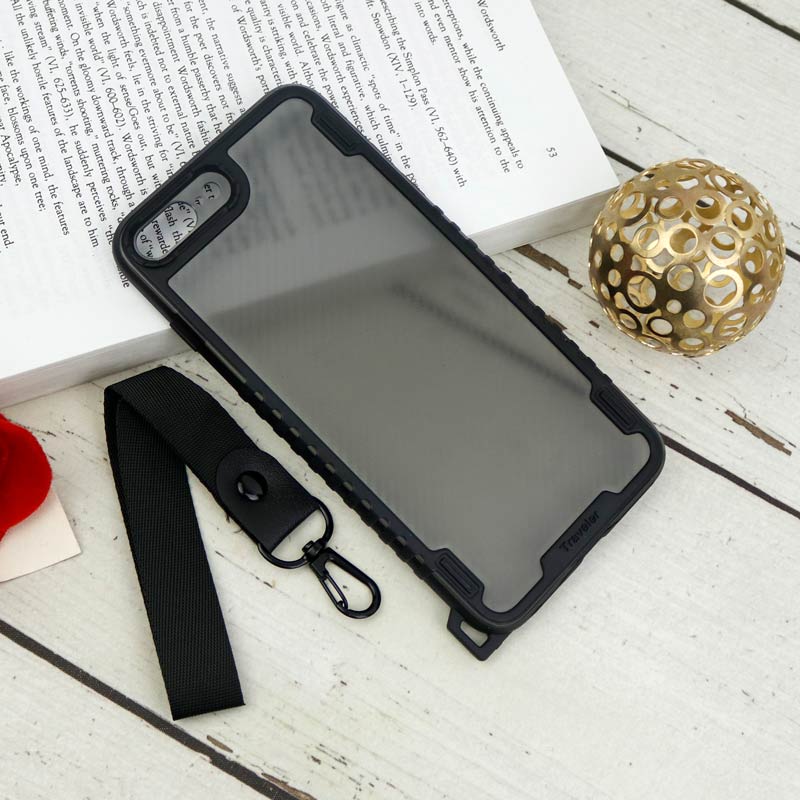 قاب PC Carbon محافظ لنز دار + بند آویز iPhone 7 Plus / 8 Plus