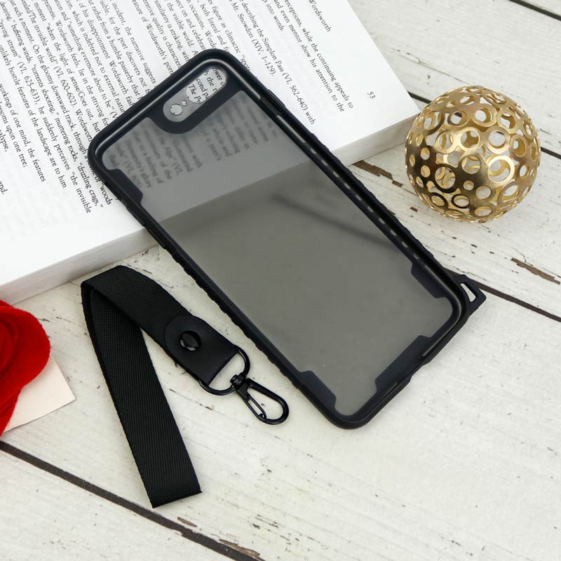 قاب PC Carbon محافظ لنز دار + بند آویز iPhone 7 Plus / 8 Plus