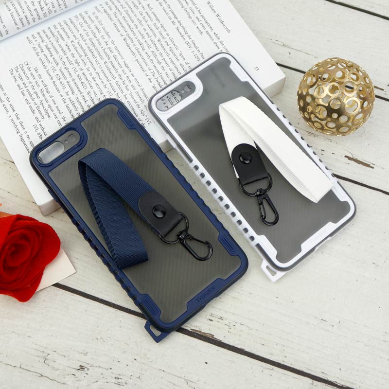 قاب PC Carbon محافظ لنز دار + بند آویز iPhone 7 Plus / 8 Plus