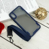 قاب PC Carbon محافظ لنز دار + بند آویز iPhone X