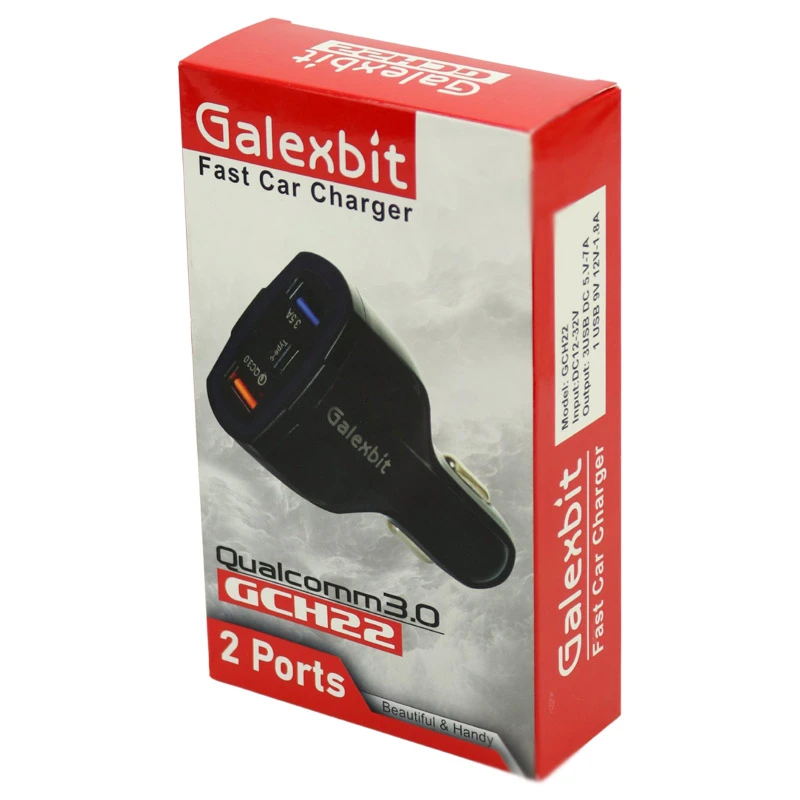 شارژر فندکی فست شارژ Galexbit GCH22 QC3.0 7A + کابل میکرو یو اس بی