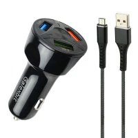 شارژر فندکی فست شارژ Galexbit GCH23 2.4A QC3.0 + کابل میکرو یو اس بی