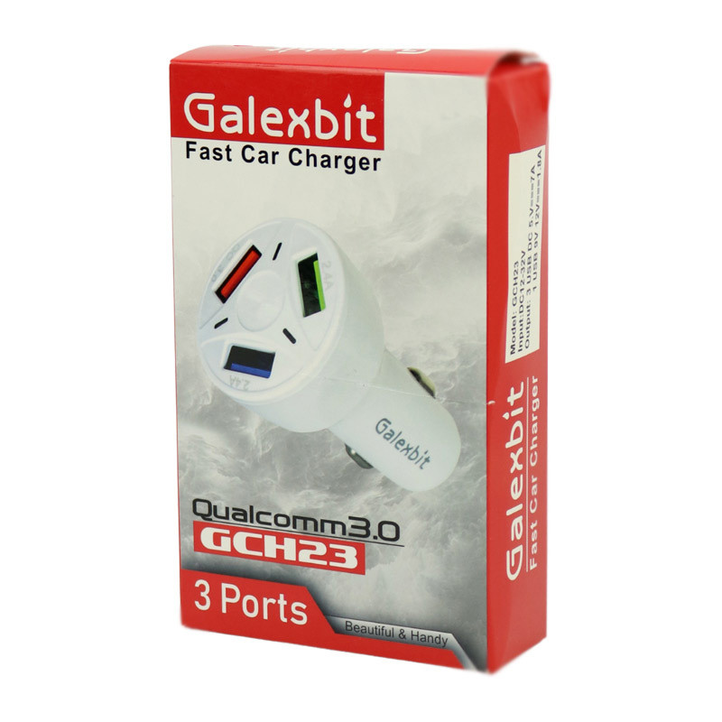 شارژر فندکی فست شارژ Galexbit GCH23 2.4A QC3.0 + کابل میکرو یو اس بی