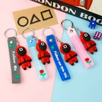 جاکلیدی سیلیکونی + بند آویز طرح اسکویید گیم