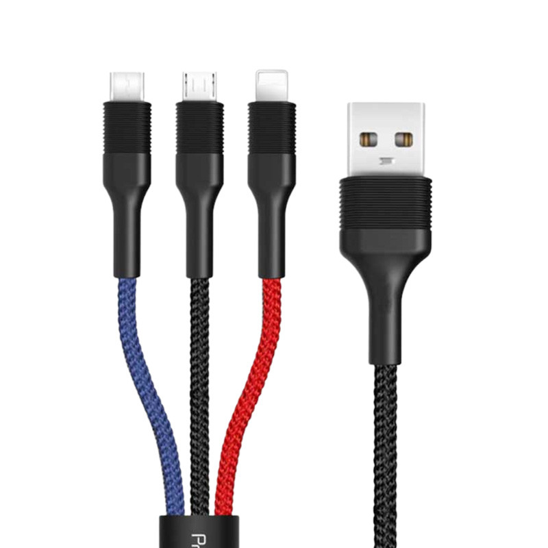کابل 3 سر فست شارژ ProOne PCC280 2.4A 1m