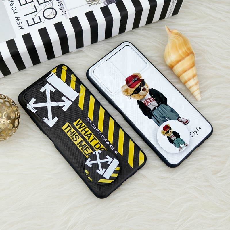 قاب طرحدار محافظ لنزدار کشویی + پاپ سوکت Samsung Galaxy A03s سری F