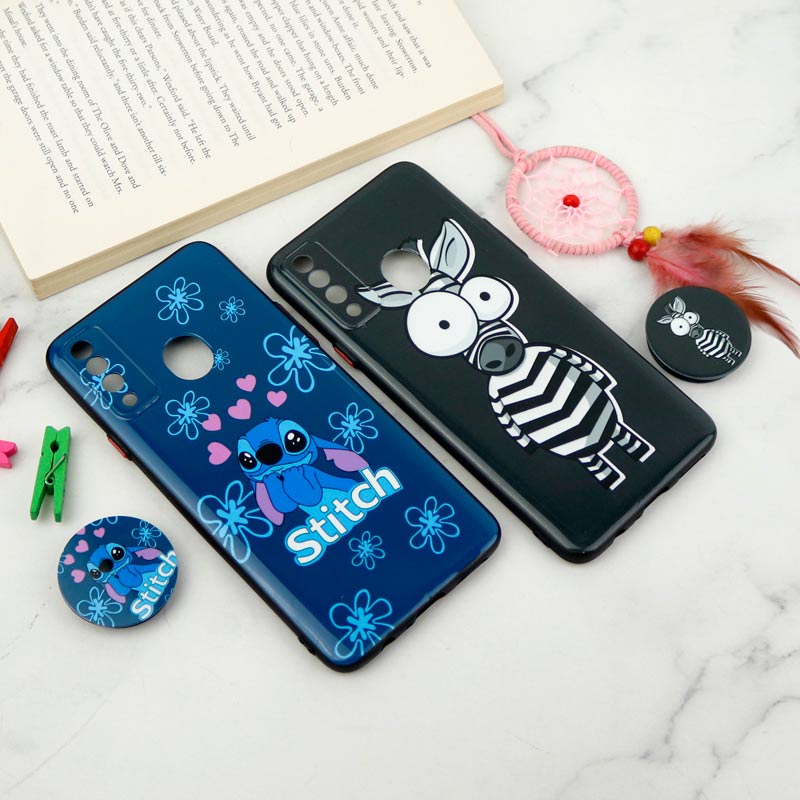 قاب فانتزی طرحدار محافظ لنزدار + پاپ سوکت Samsung Galaxy A20s سری T