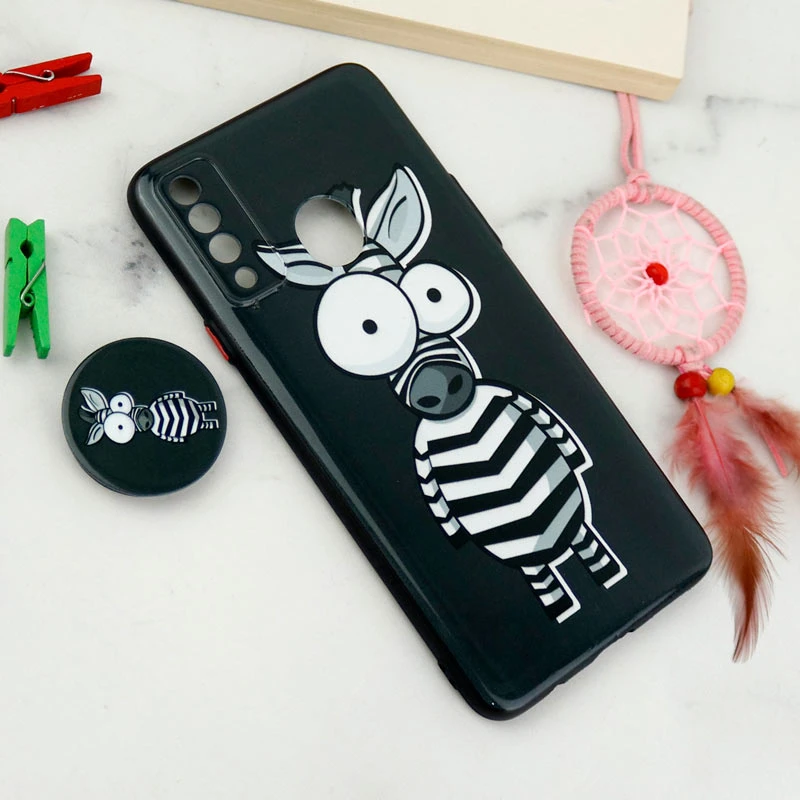 قاب فانتزی طرحدار محافظ لنزدار + پاپ سوکت Samsung Galaxy A20s سری T
