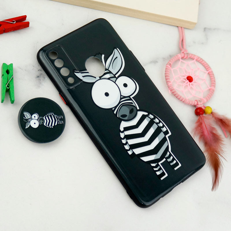قاب فانتزی طرحدار محافظ لنزدار + پاپ سوکت Samsung Galaxy A20s سری T