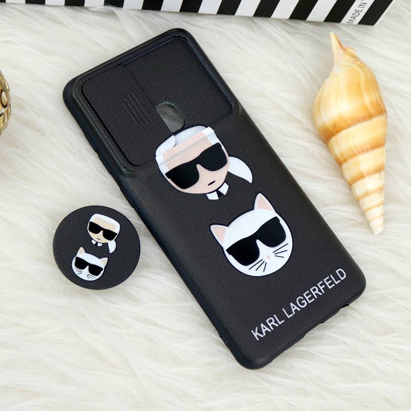 قاب طرحدار محافظ لنزدار کشویی + پاپ سوکت Samsung Galaxy A21s سری F