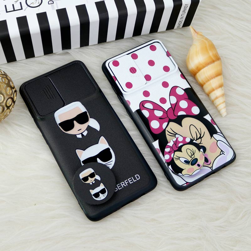 قاب طرحدار محافظ لنزدار کشویی + پاپ سوکت Samsung Galaxy A51 سری F