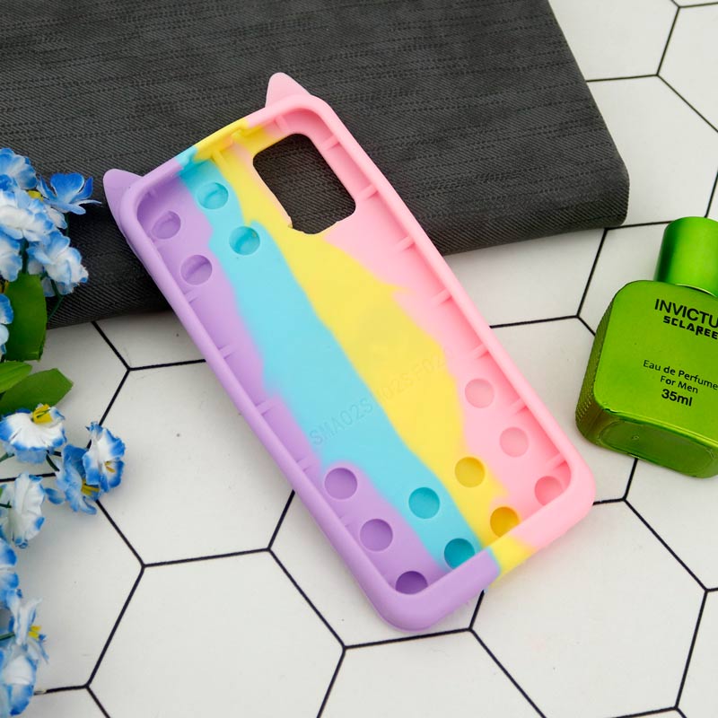 قاب اورجینال سیلیکونی آکواریومی Lucky Cat پاپیتی Samsung Galaxy A02s رنگین کمانی