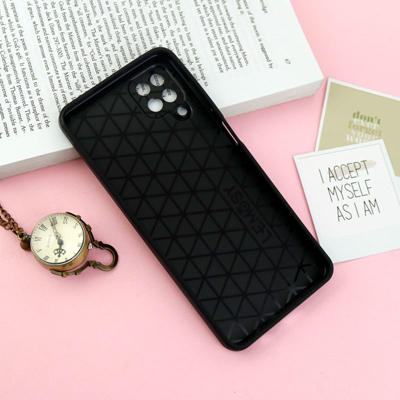 قاب طرح سیلیکون محافظ لنزدار Samsung Galaxy A12 مشکی