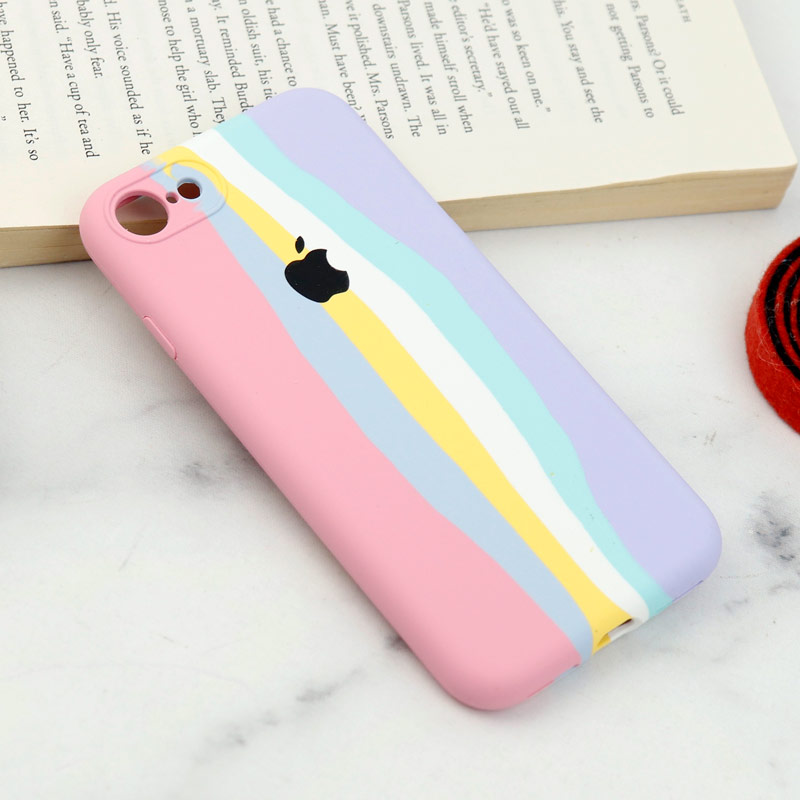 قاب سیلیکونی اورجینال رنگین کمانی محافظ لنزدار iPhone 7/8/SE 2020