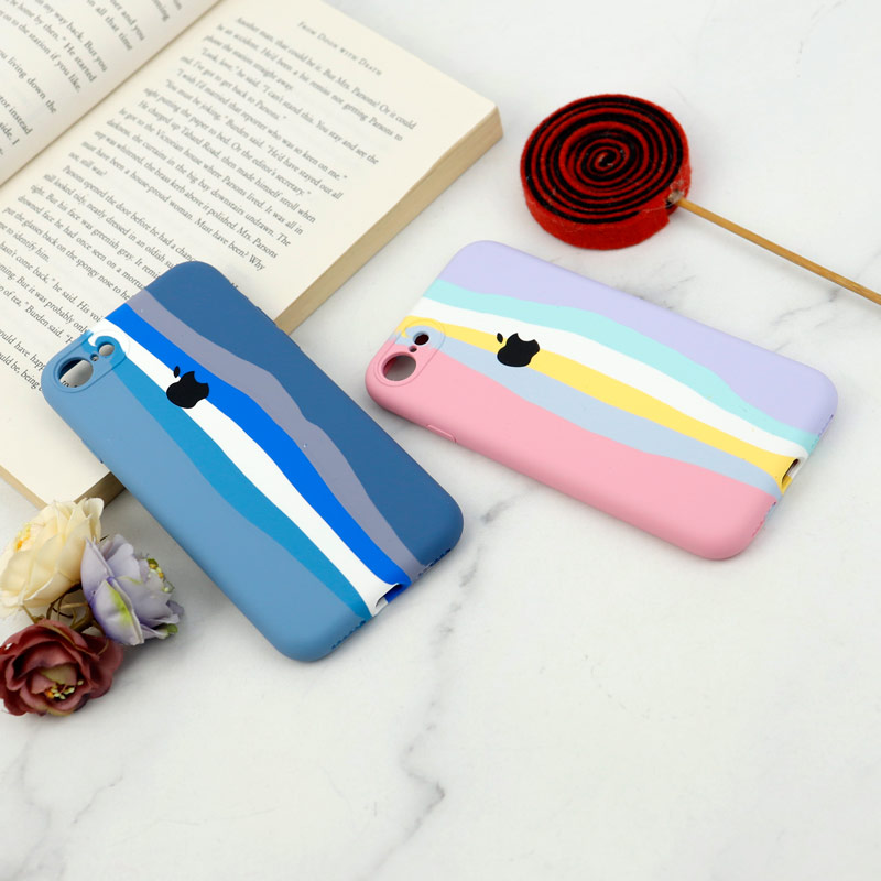 قاب سیلیکونی اورجینال رنگین کمانی محافظ لنزدار iPhone 7/8/SE 2020