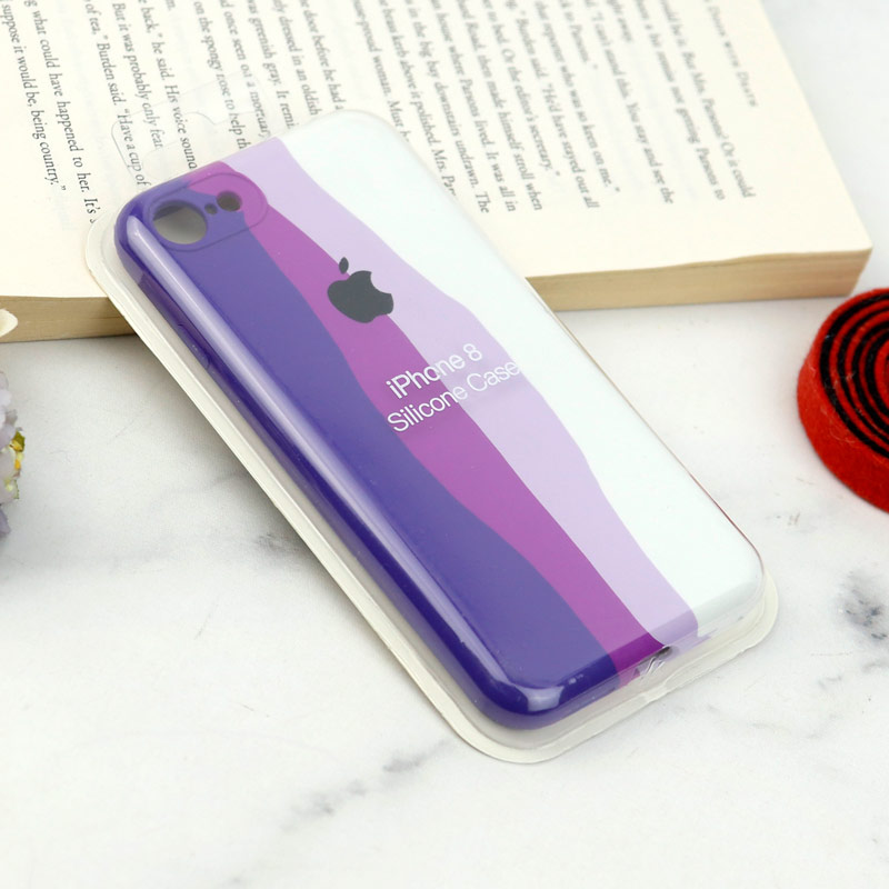 قاب سیلیکونی اورجینال رنگین کمانی محافظ لنزدار iPhone 7/8/SE 2020
