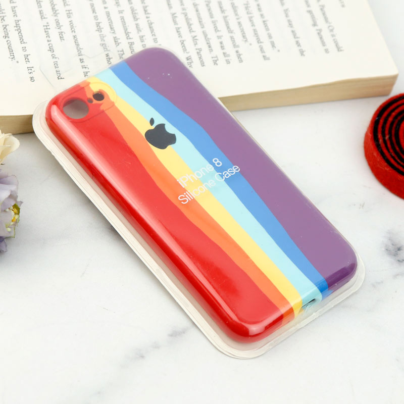 قاب سیلیکونی اورجینال رنگین کمانی محافظ لنزدار iPhone 7/8/SE 2020