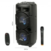 اسپیکر چمدانی بلوتوثی رم و فلش خور Vanmaax MAX-250 + میکروفون و ریموت کنترل